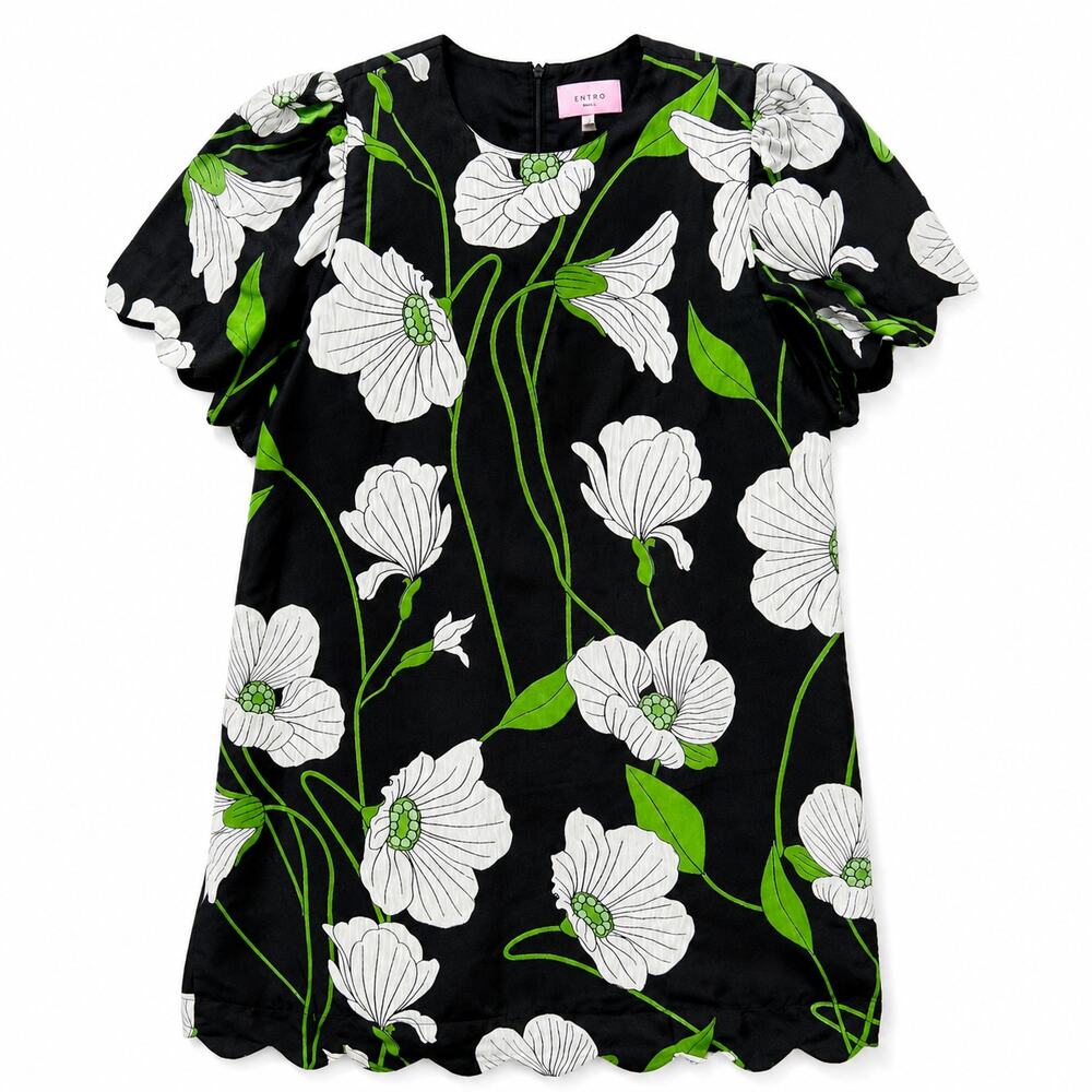 Entro Floral Puff Sleeve Shift Dress | Small